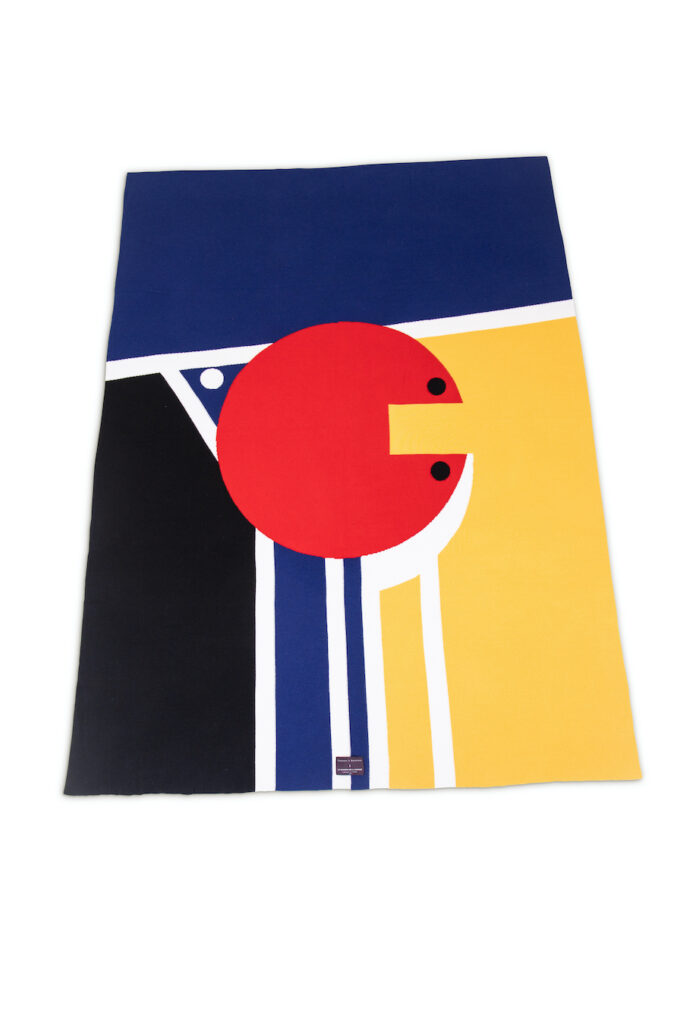 Plaid en laine mérinos graphique, pièce textile contemporaine - Oeuvre by Floquet